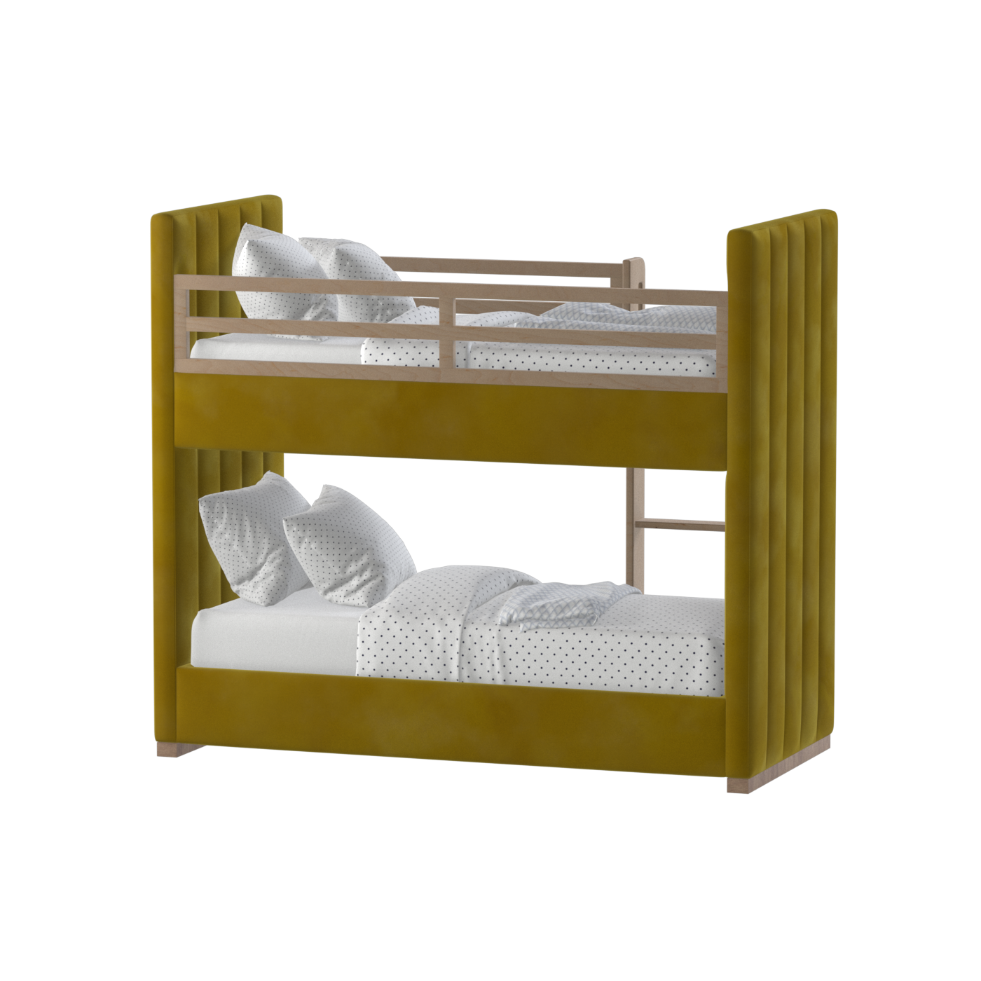Paolo Bunk Bed with Soft Upholstery and Beechwood Accents