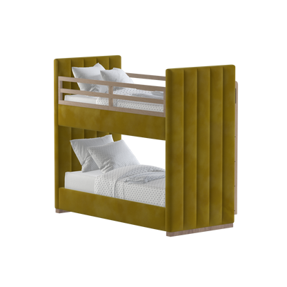 Paolo Bunk Bed with Soft Upholstery and Beechwood Accents