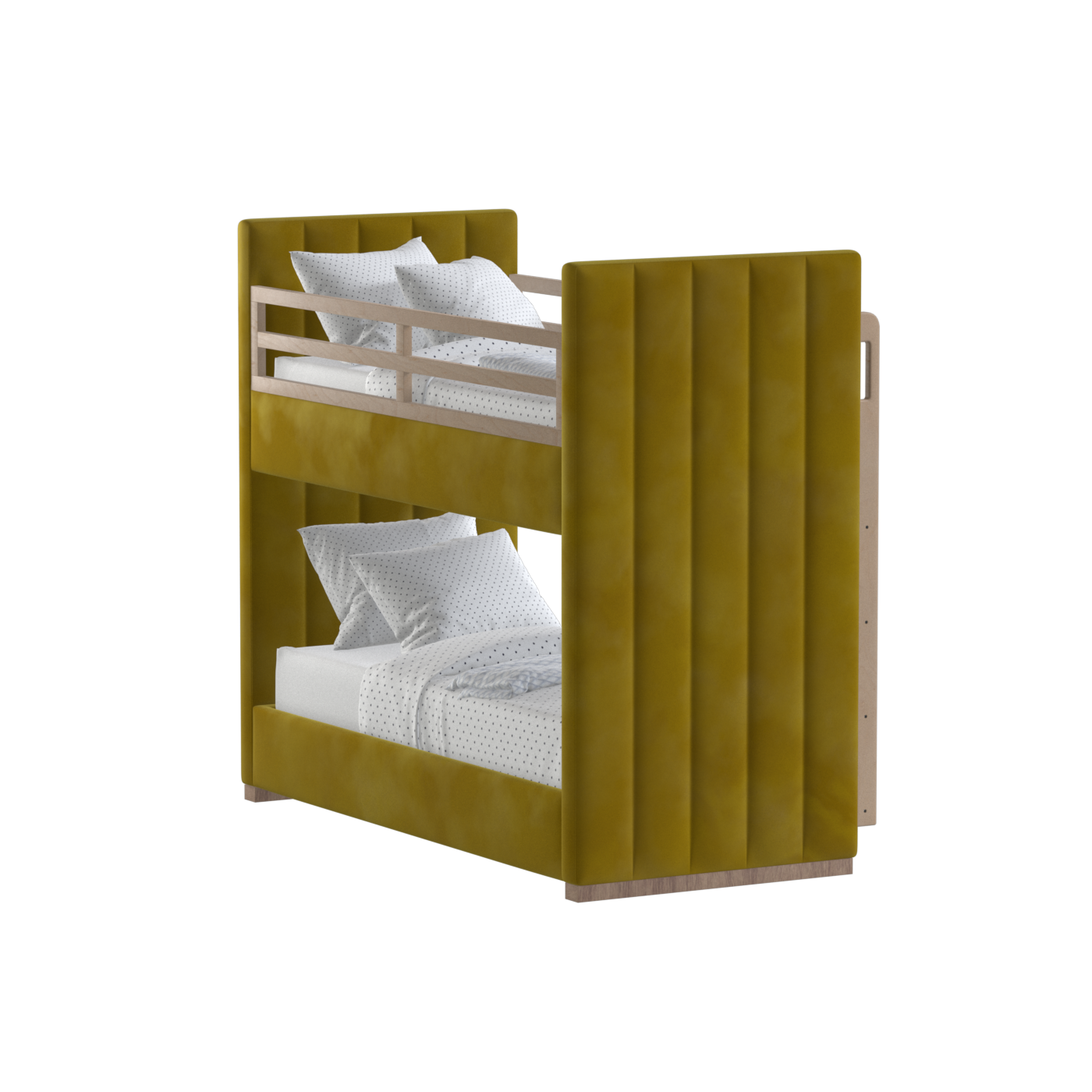 Paolo Bunk Bed with Soft Upholstery and Beechwood Accents