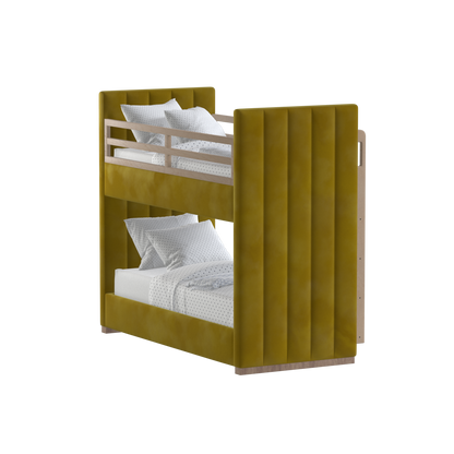 Paolo Bunk Bed with Soft Upholstery and Beechwood Accents