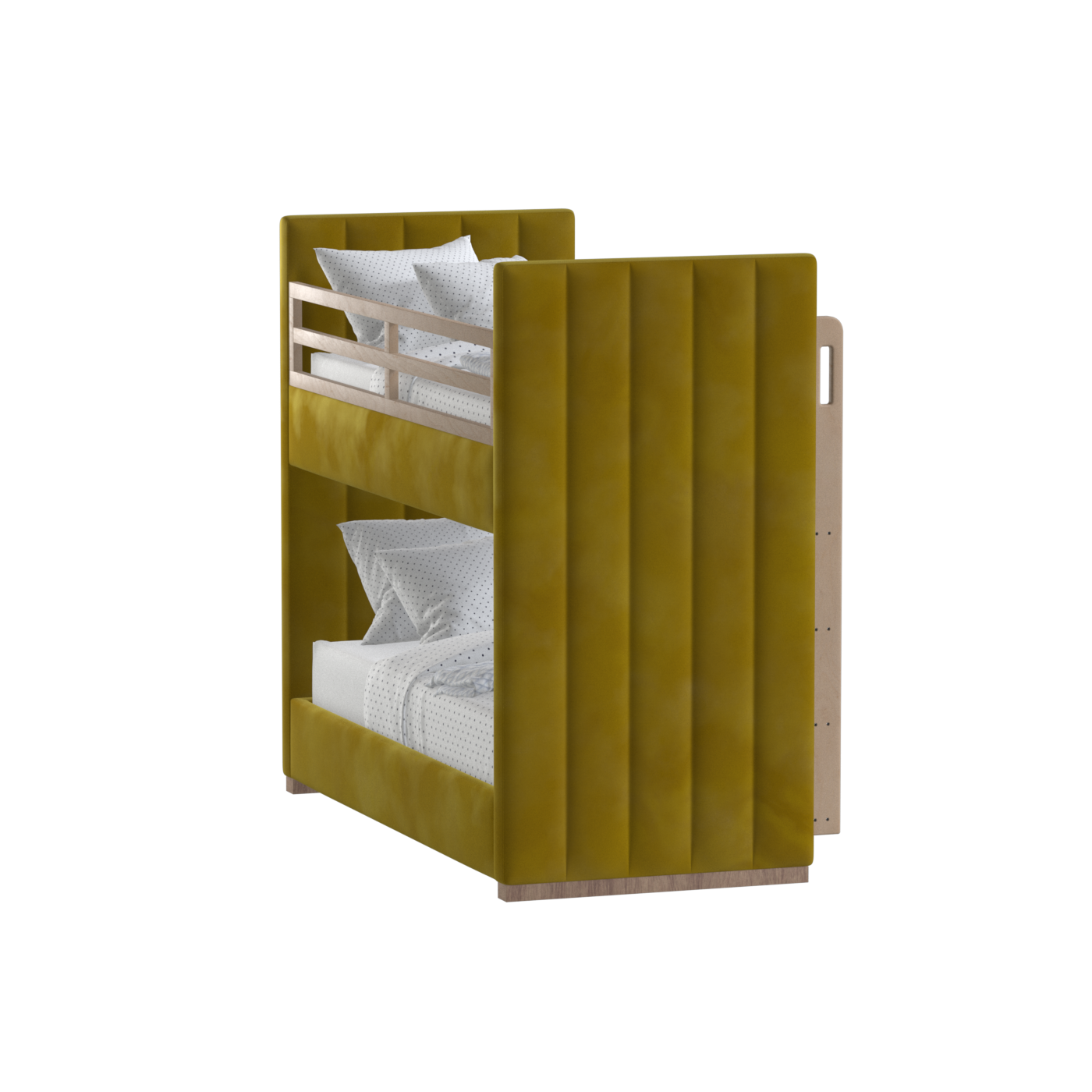 Paolo Bunk Bed with Soft Upholstery and Beechwood Accents