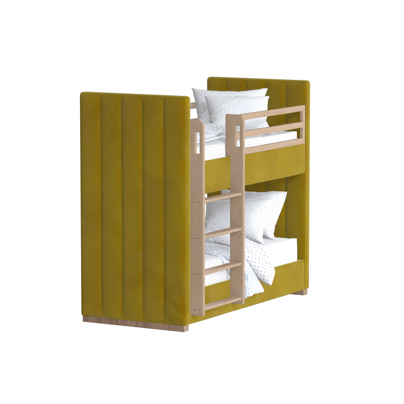 Paolo Bunk Bed with Soft Upholstery and Beechwood Accents