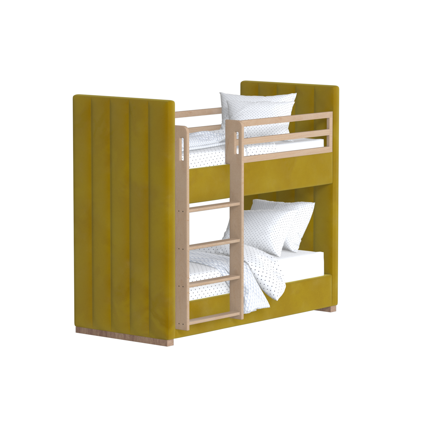 Paolo Bunk Bed with Soft Upholstery and Beechwood Accents