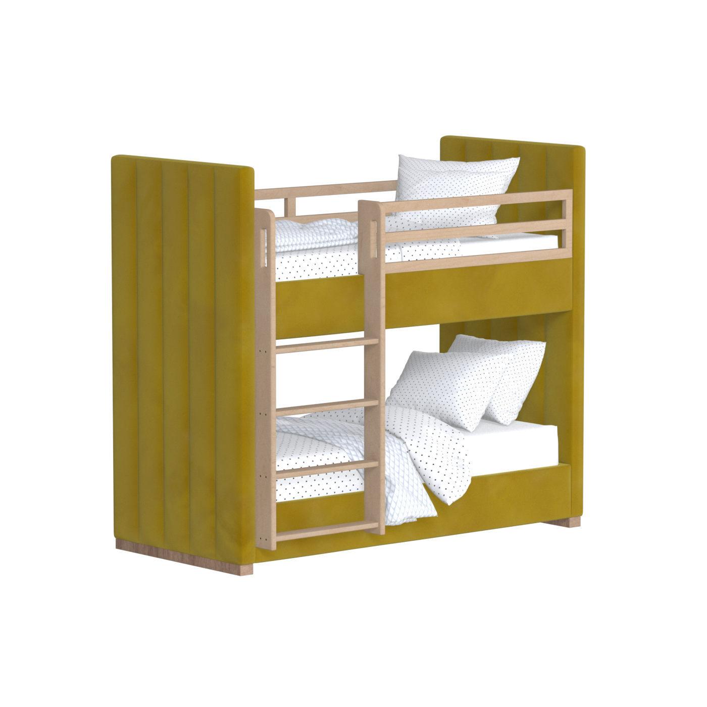 Paolo Bunk Bed with Soft Upholstery and Beechwood Accents