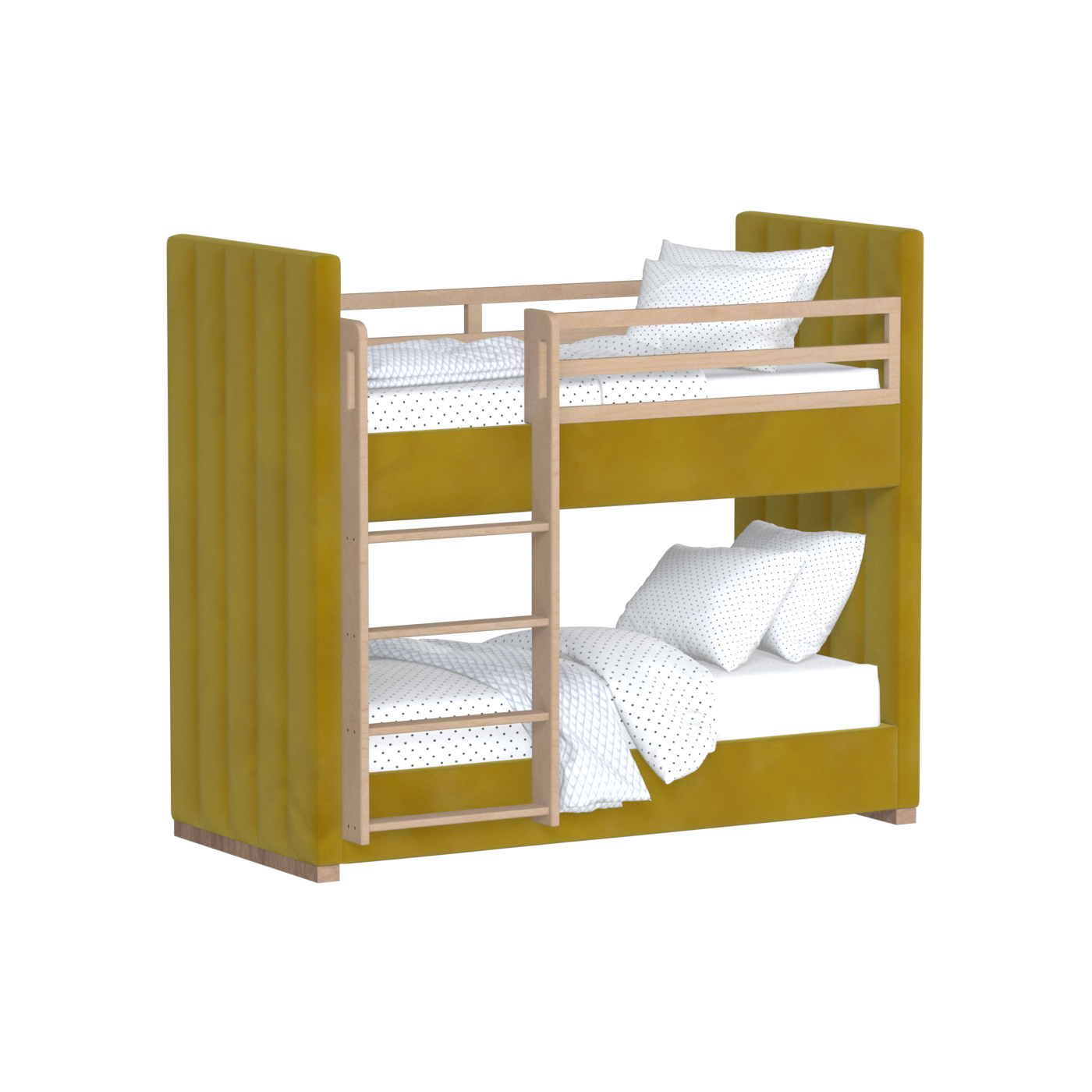 Paolo Bunk Bed with Soft Upholstery and Beechwood Accents
