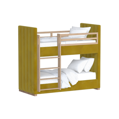 Paolo Bunk Bed with Soft Upholstery and Beechwood Accents