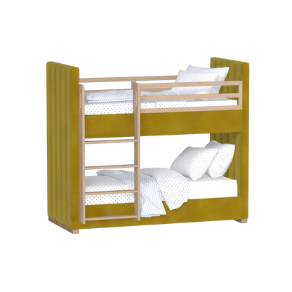 Paolo Bunk Bed with Soft Upholstery and Beechwood Accents