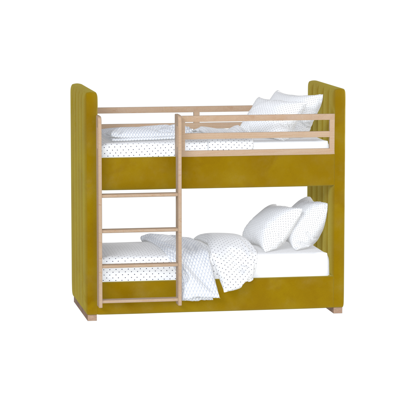 Paolo Bunk Bed with Soft Upholstery and Beechwood Accents