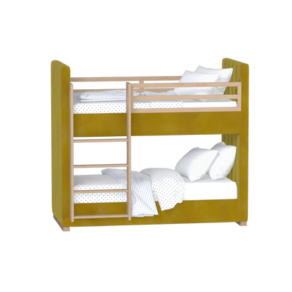 Paolo Bunk Bed with Soft Upholstery and Beechwood Accents