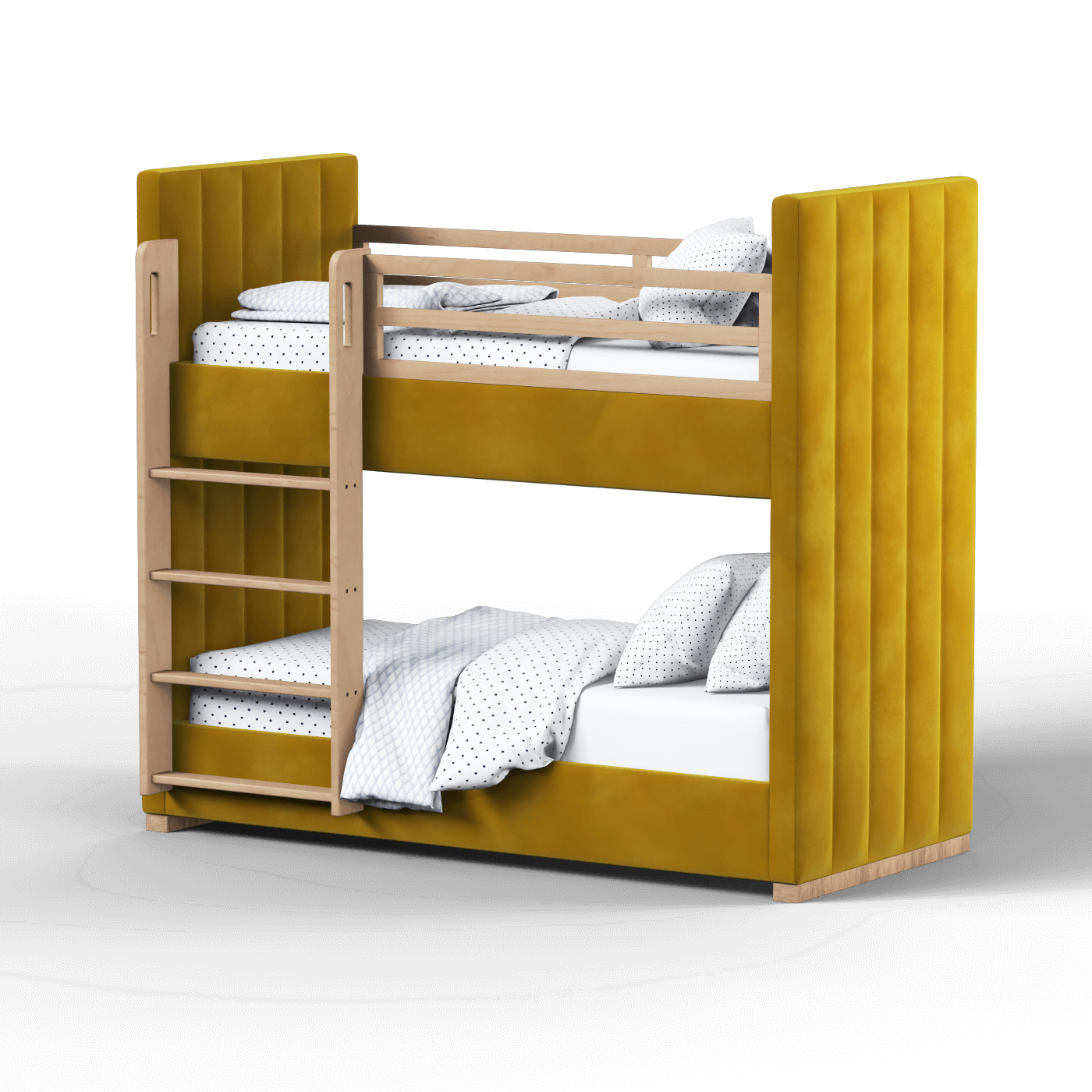 Paolo Bunk Bed with Soft Upholstery and Beechwood Accents