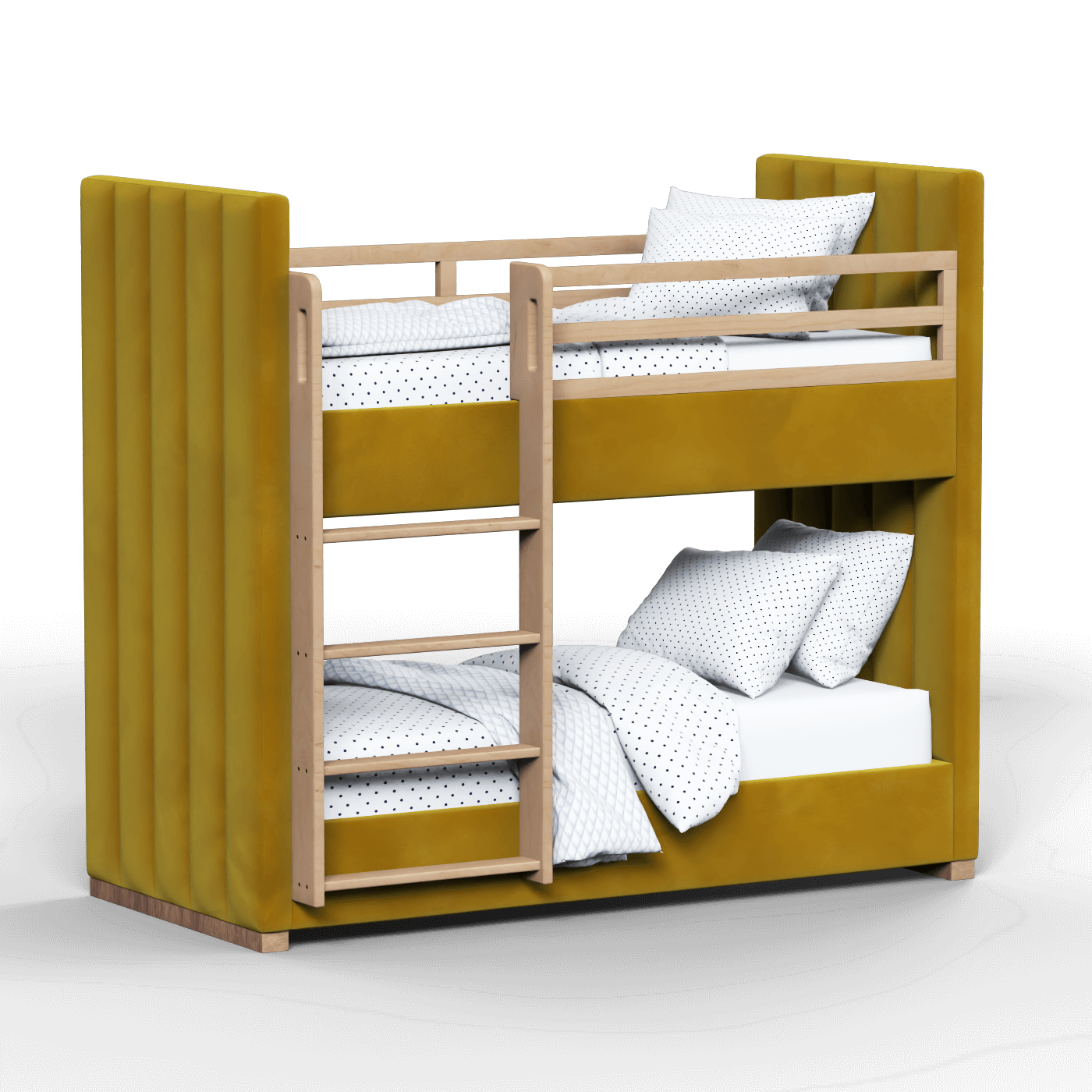 Paolo Bunk Bed with Soft Upholstery and Beechwood Accents