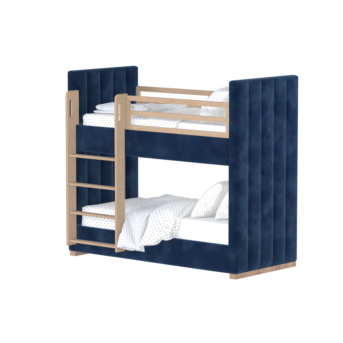 Paolo Bunk Bed with Soft Upholstery and Beechwood Accents