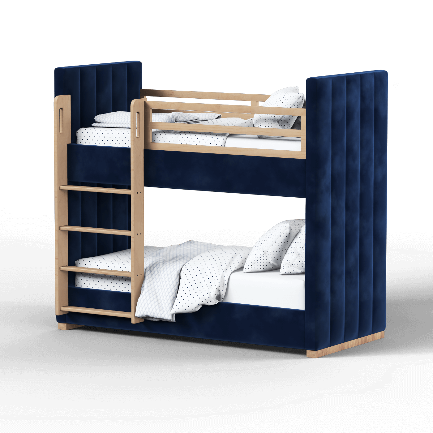 Paolo Bunk Bed with Soft Upholstery and Beechwood Accents