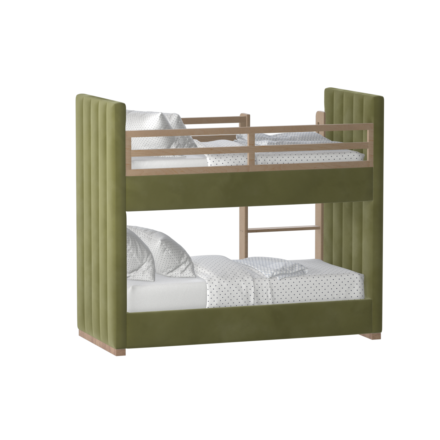 Paolo Bunk Bed with Soft Upholstery and Beechwood Accents
