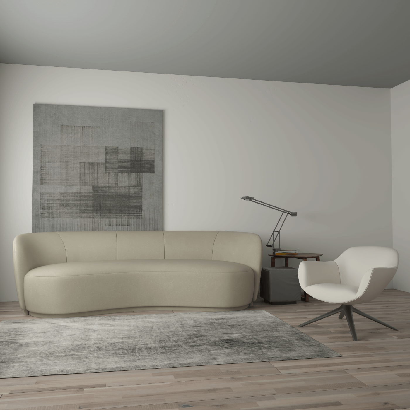 Posh Bouclé-Sofa mit geschwungenem Design