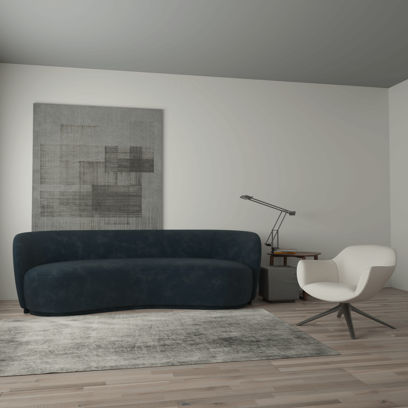 Posh Bouclé-Sofa mit geschwungenem Design