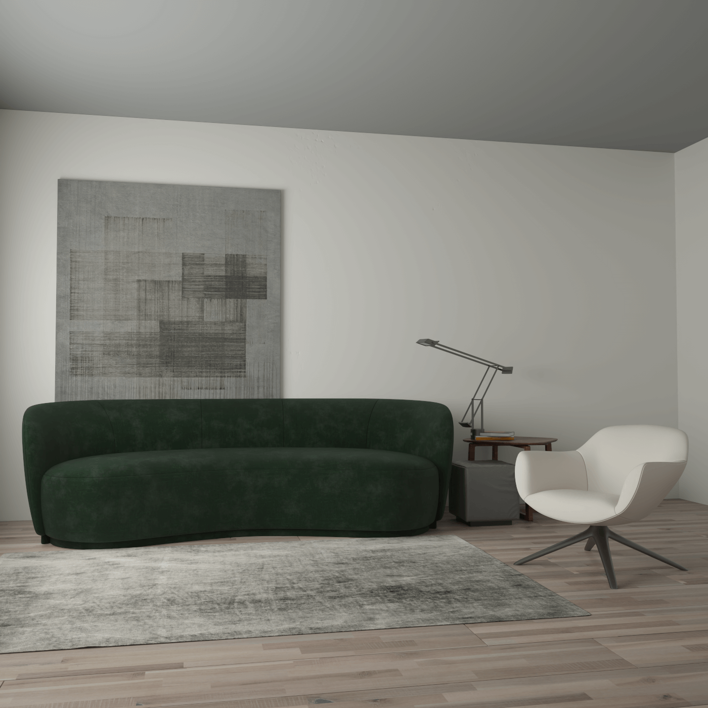 Posh Bouclé-Sofa mit geschwungenem Design