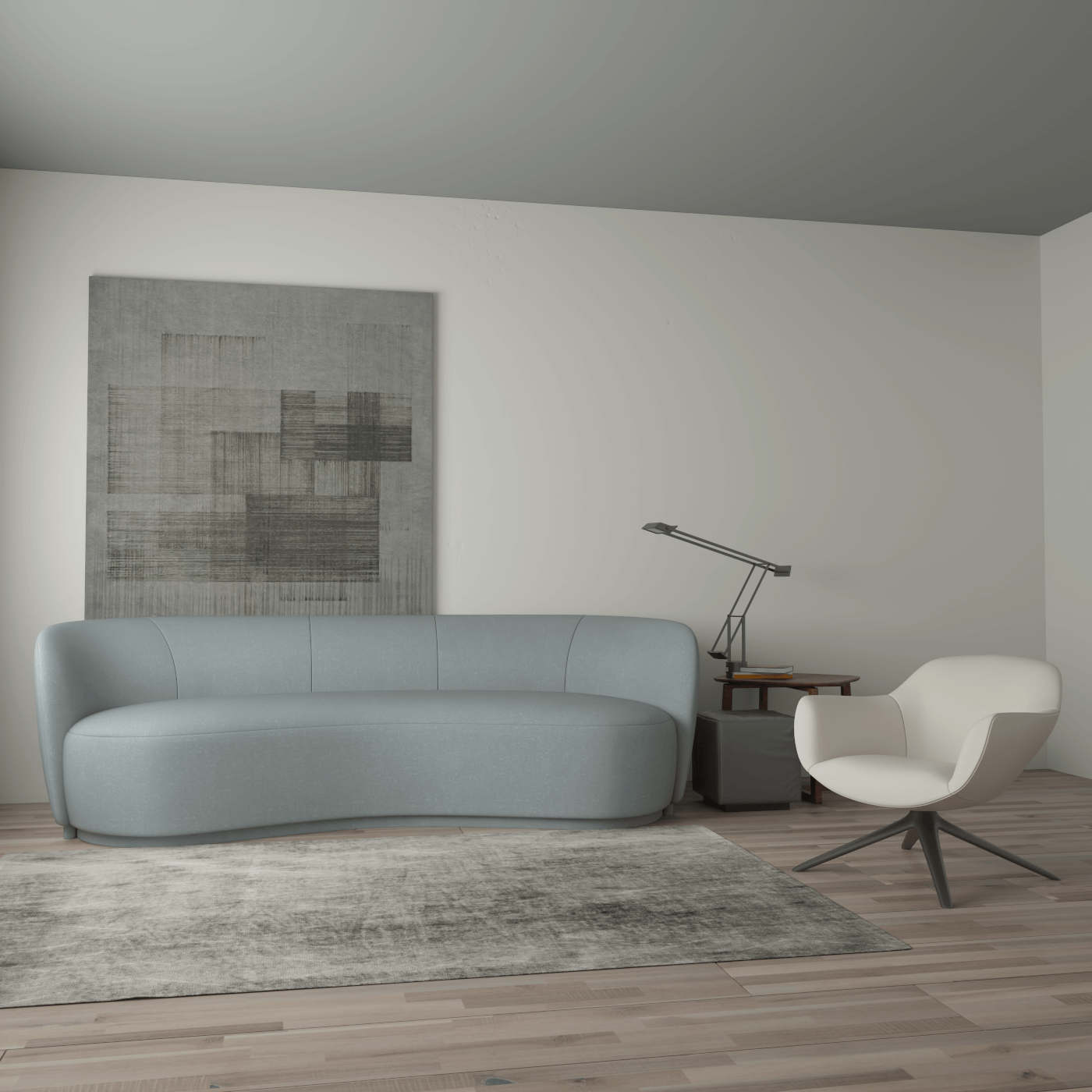 Posh Bouclé-Sofa mit geschwungenem Design