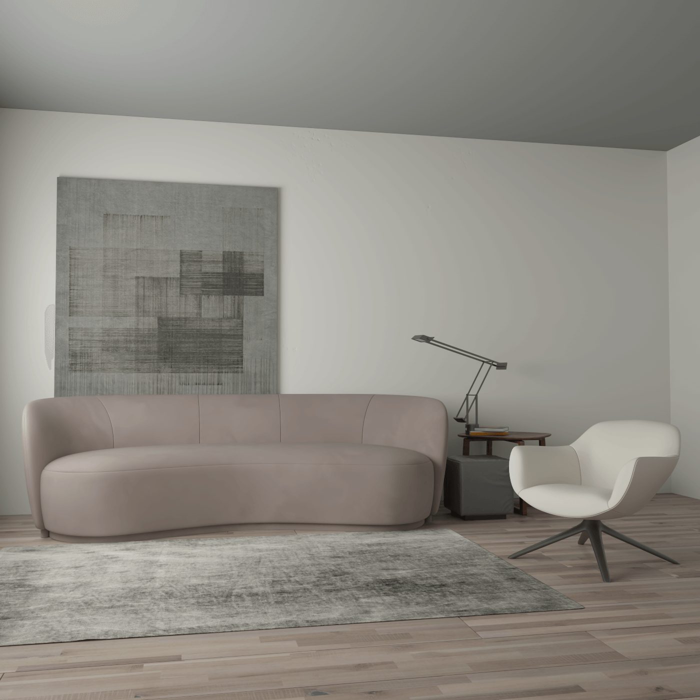 Posh Bouclé-Sofa mit geschwungenem Design