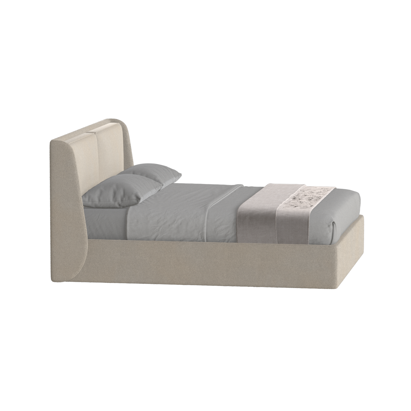Lit double rembourré Ruby en tissu haut de gamme 