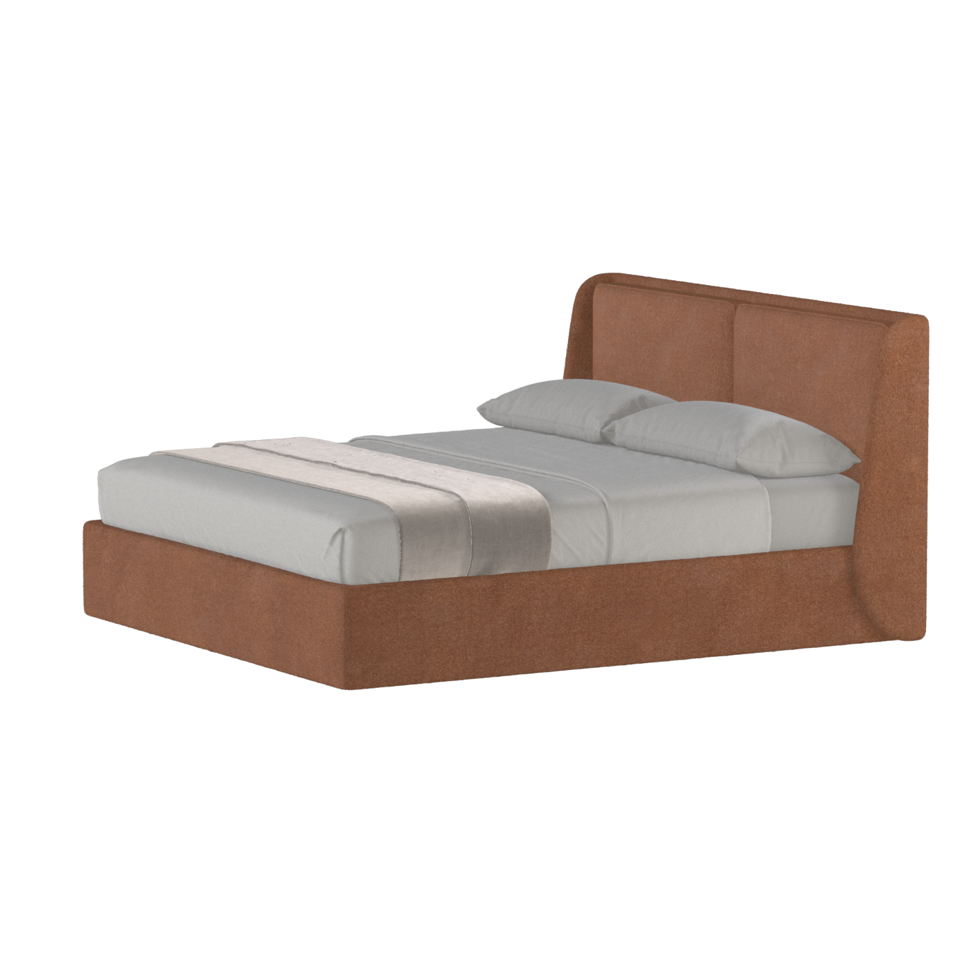 Lit double rembourré Ruby en tissu haut de gamme 
