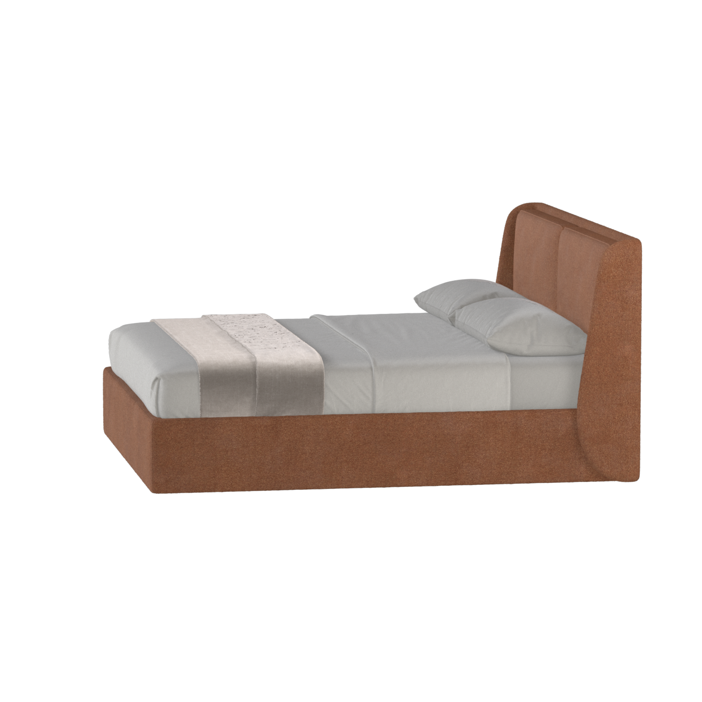Lit double rembourré Ruby en tissu haut de gamme 