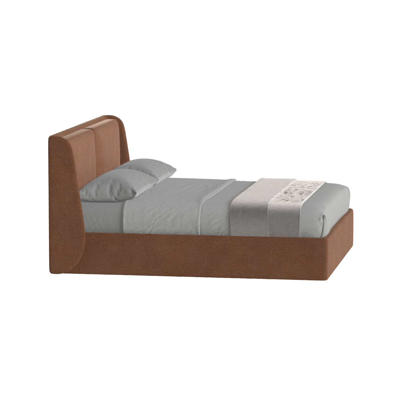 Lit double rembourré Ruby en tissu haut de gamme 