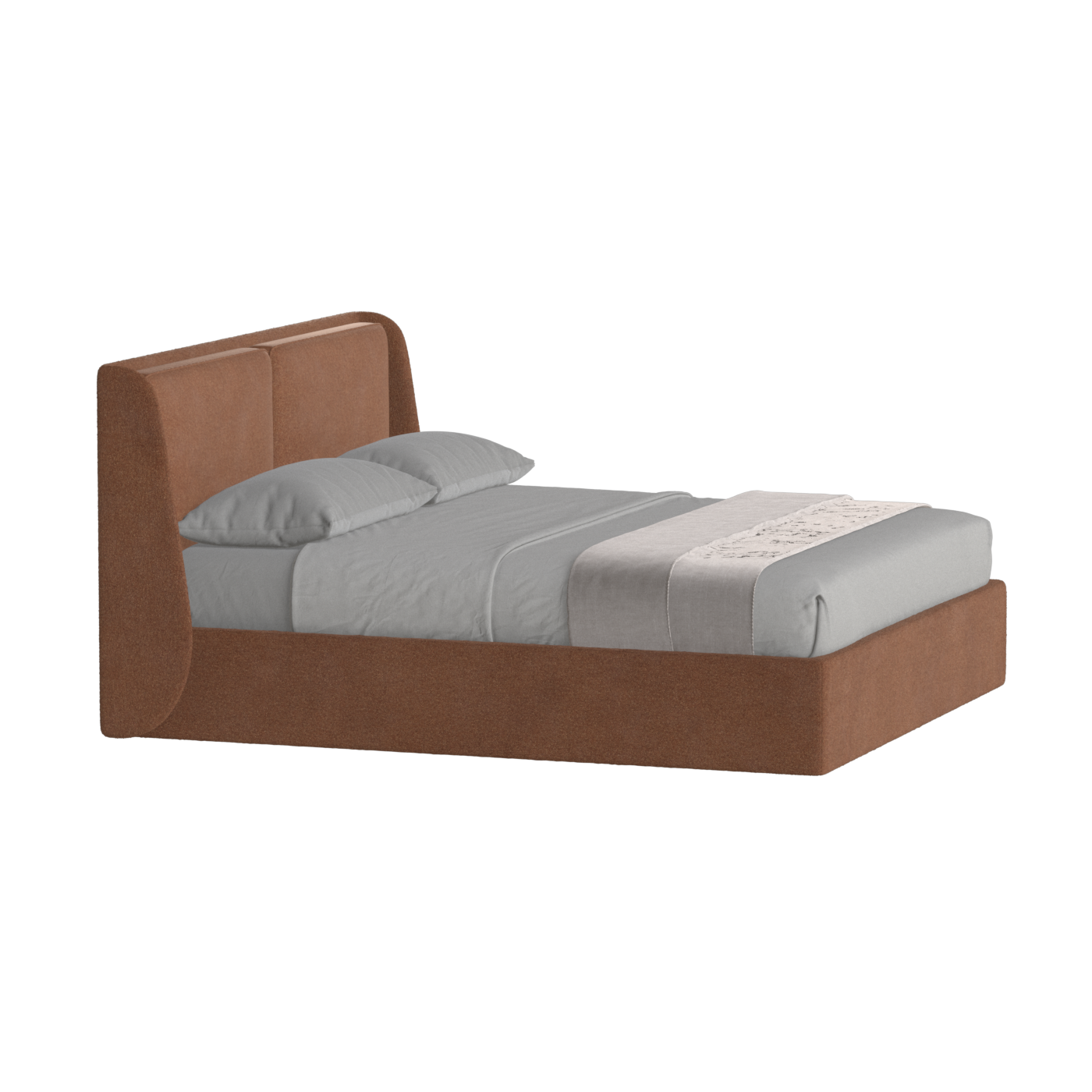 Lit double rembourré Ruby en tissu haut de gamme 