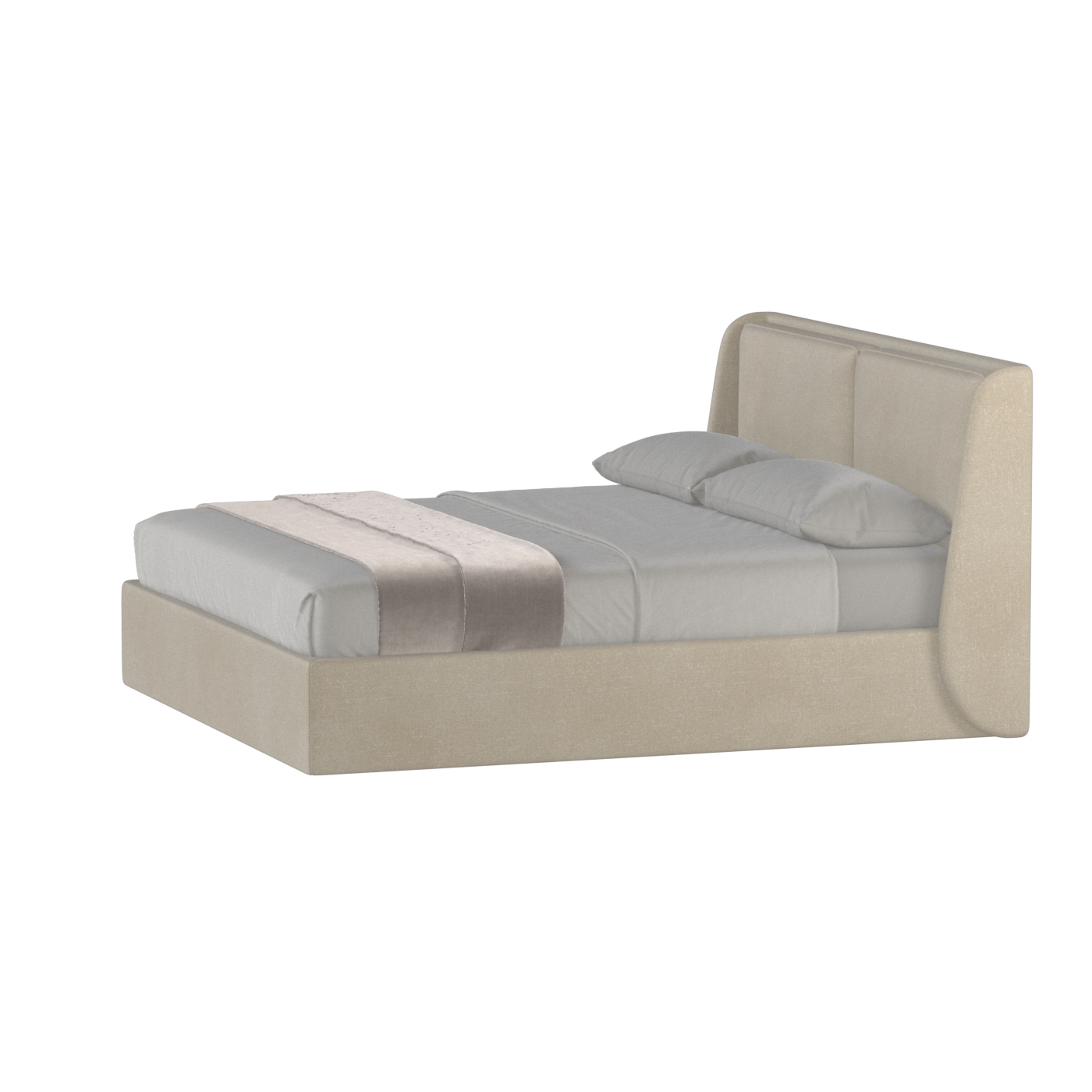 Lit double rembourré Ruby en tissu haut de gamme 