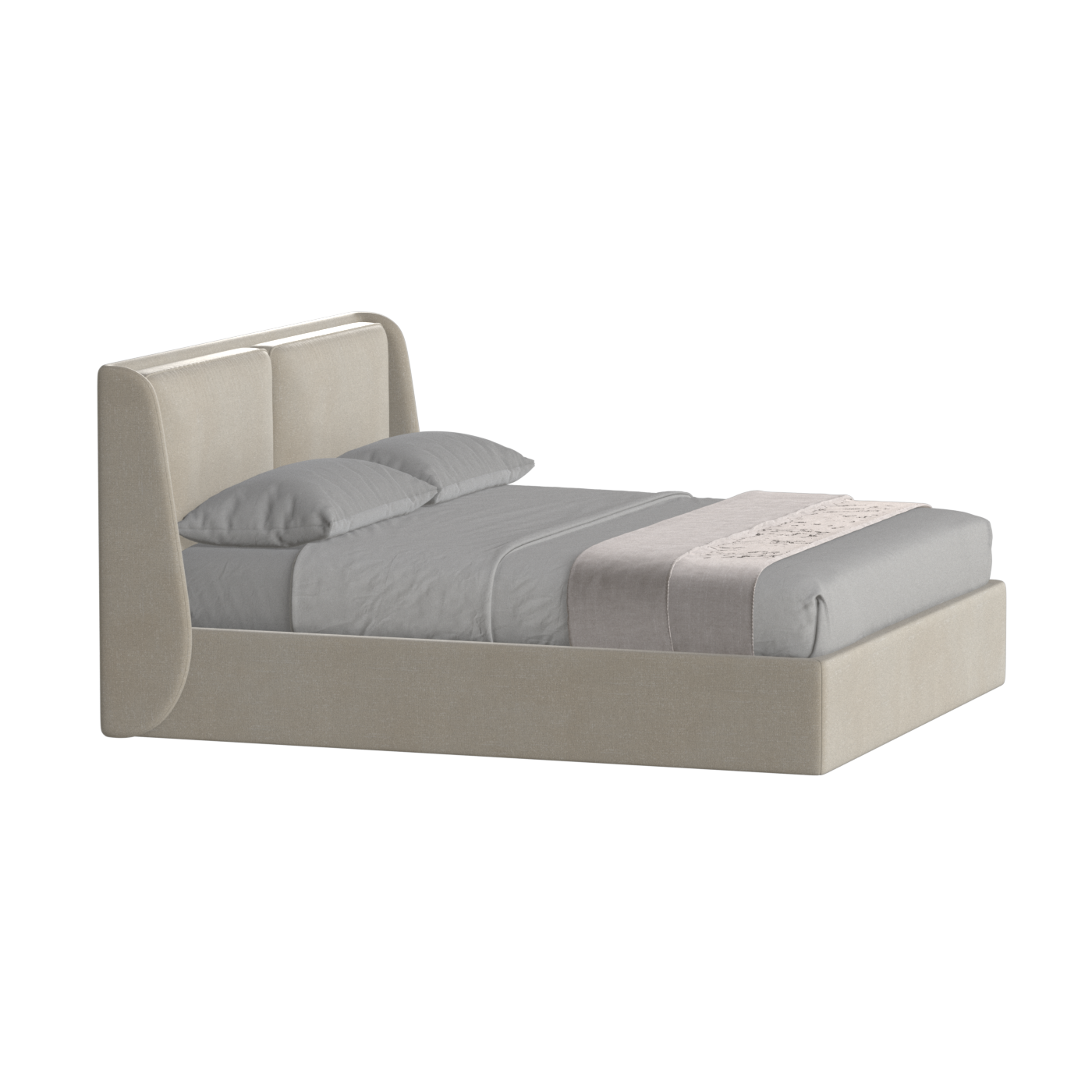 Lit double rembourré Ruby en tissu haut de gamme 