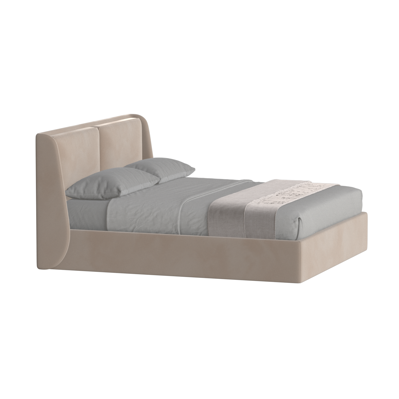 Lit double rembourré Ruby en tissu haut de gamme 