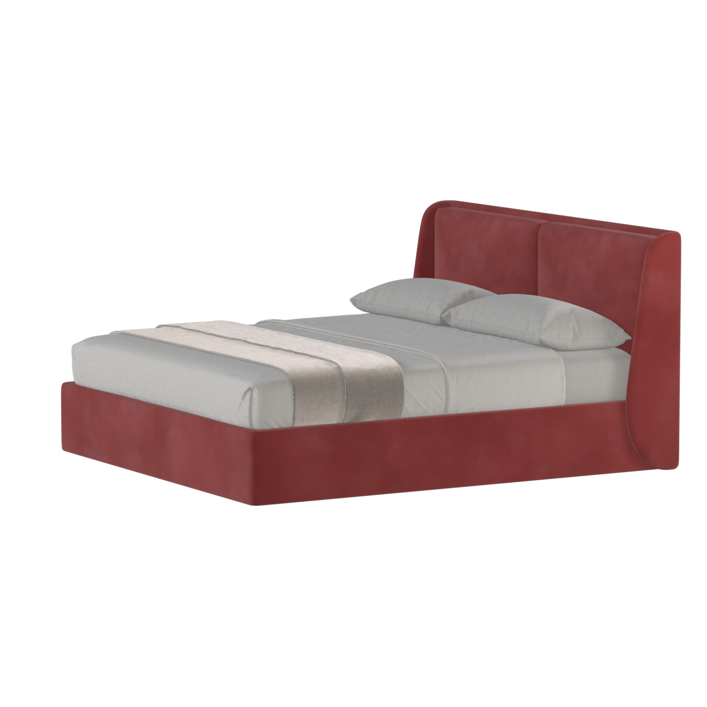 Lit double rembourré Ruby en tissu haut de gamme 