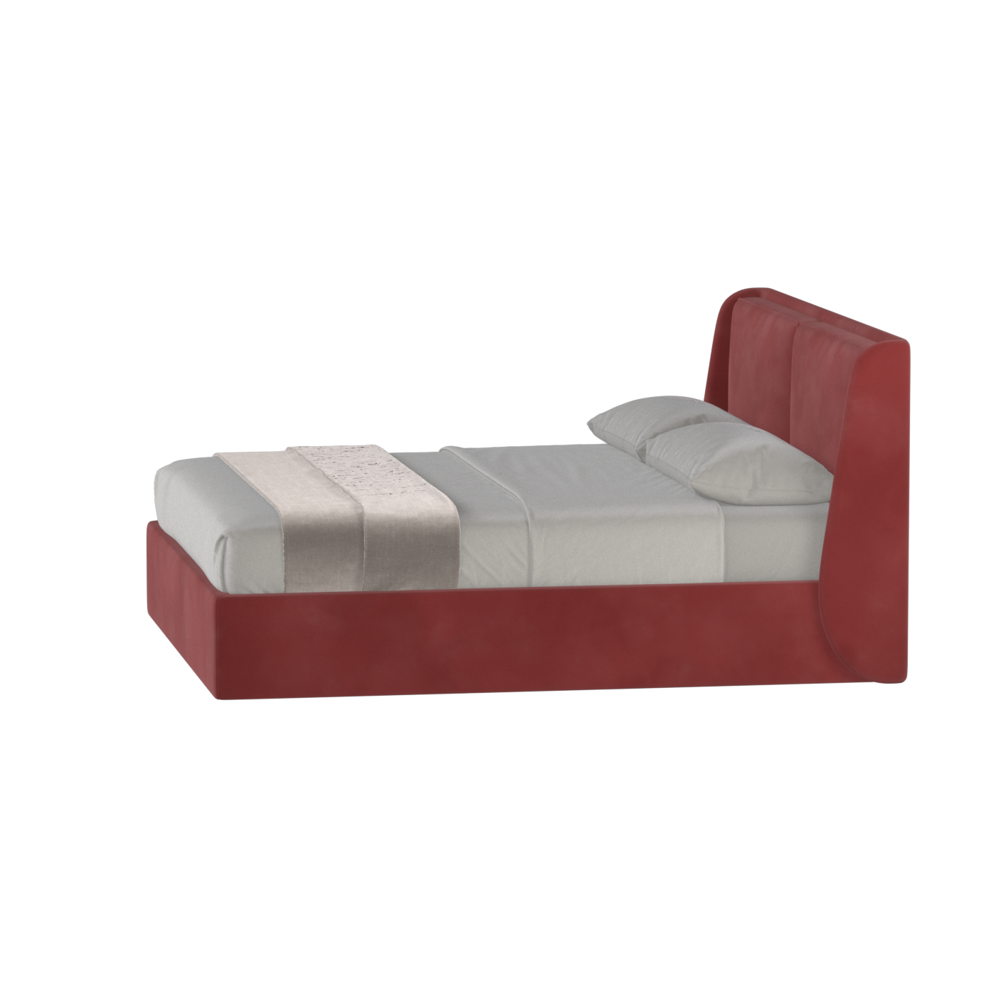 Lit double rembourré Ruby en tissu haut de gamme 