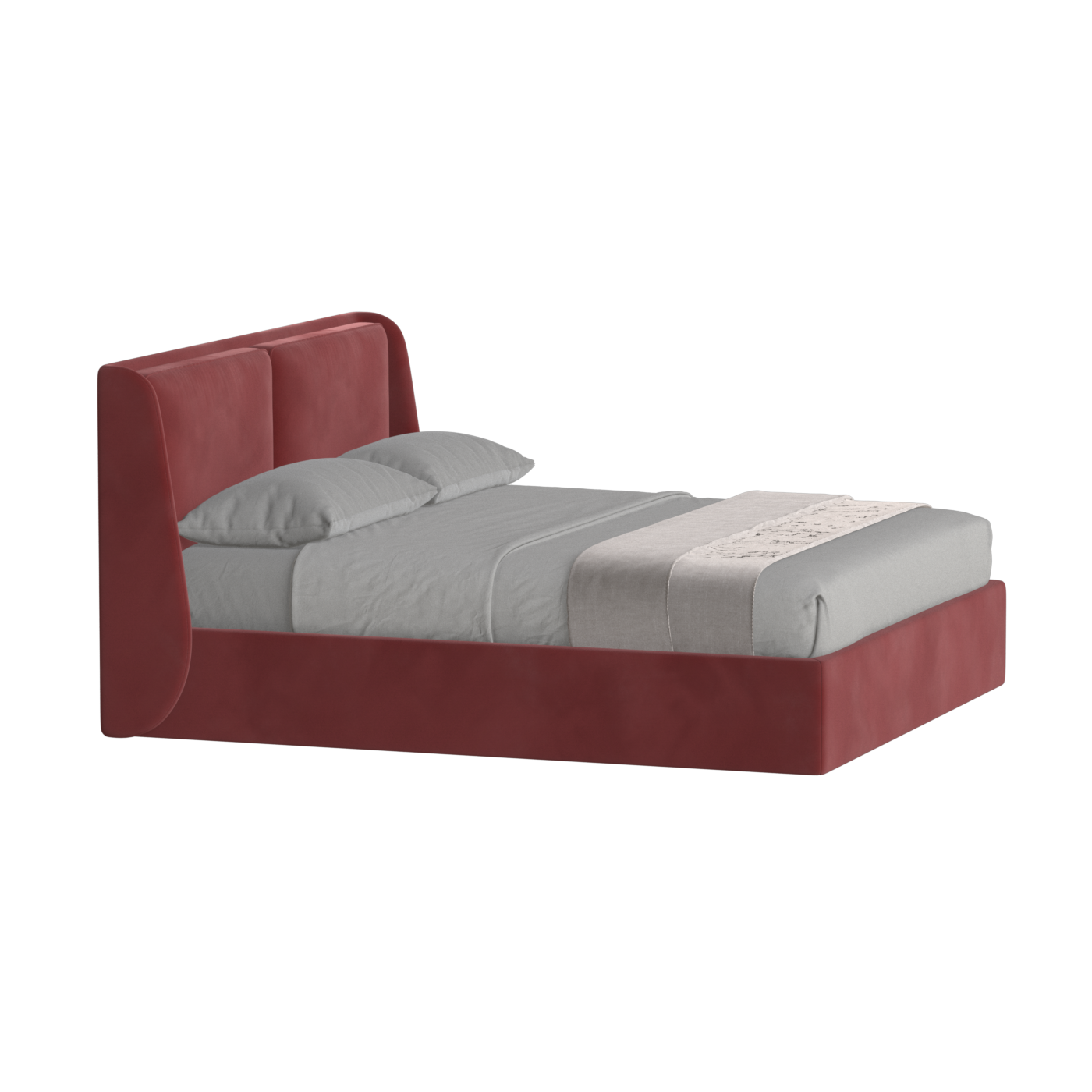 Lit double rembourré Ruby en tissu haut de gamme 