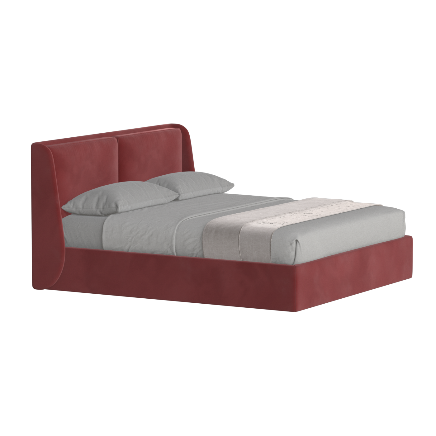 Lit double rembourré Ruby en tissu haut de gamme 