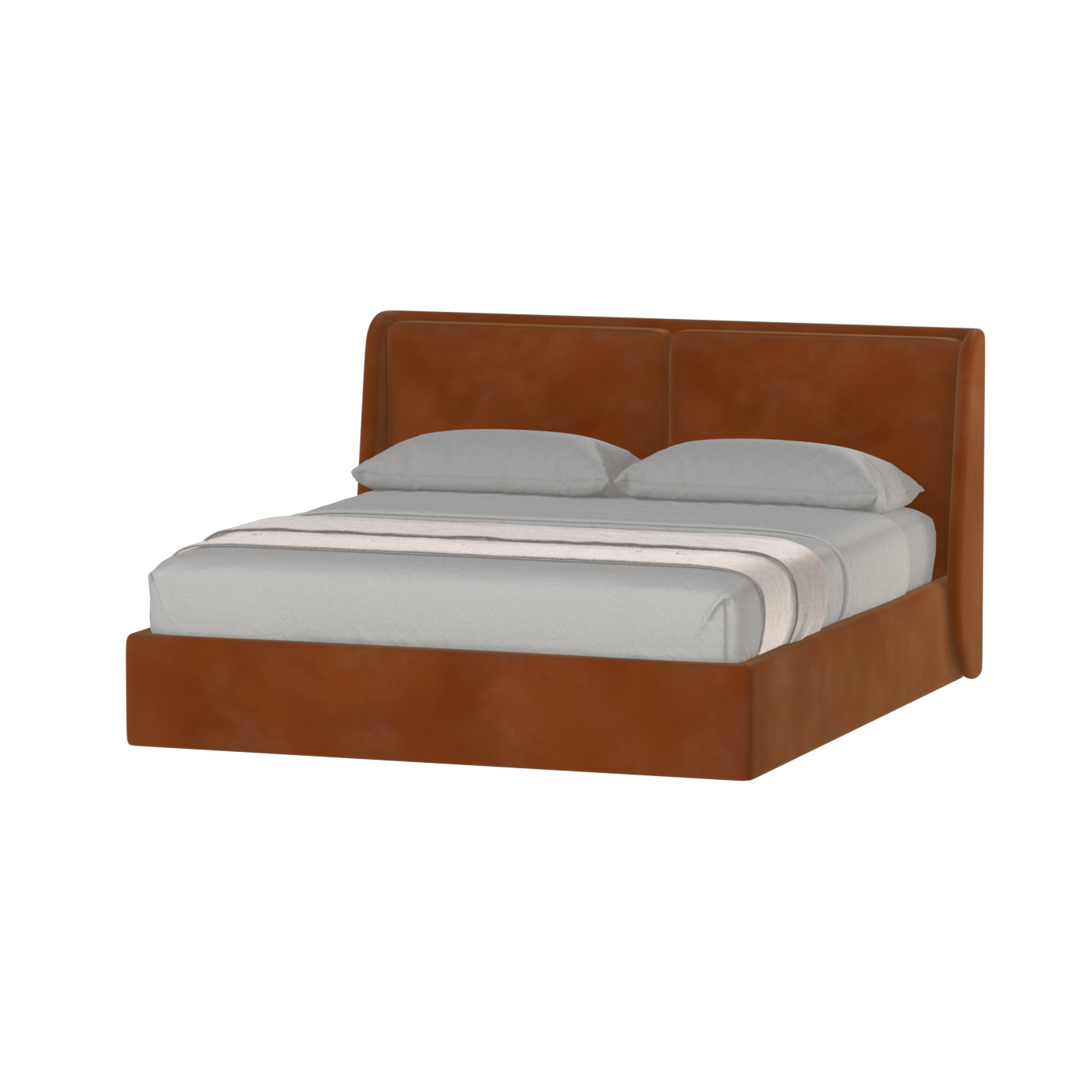 Lit double rembourré Ruby en tissu haut de gamme 