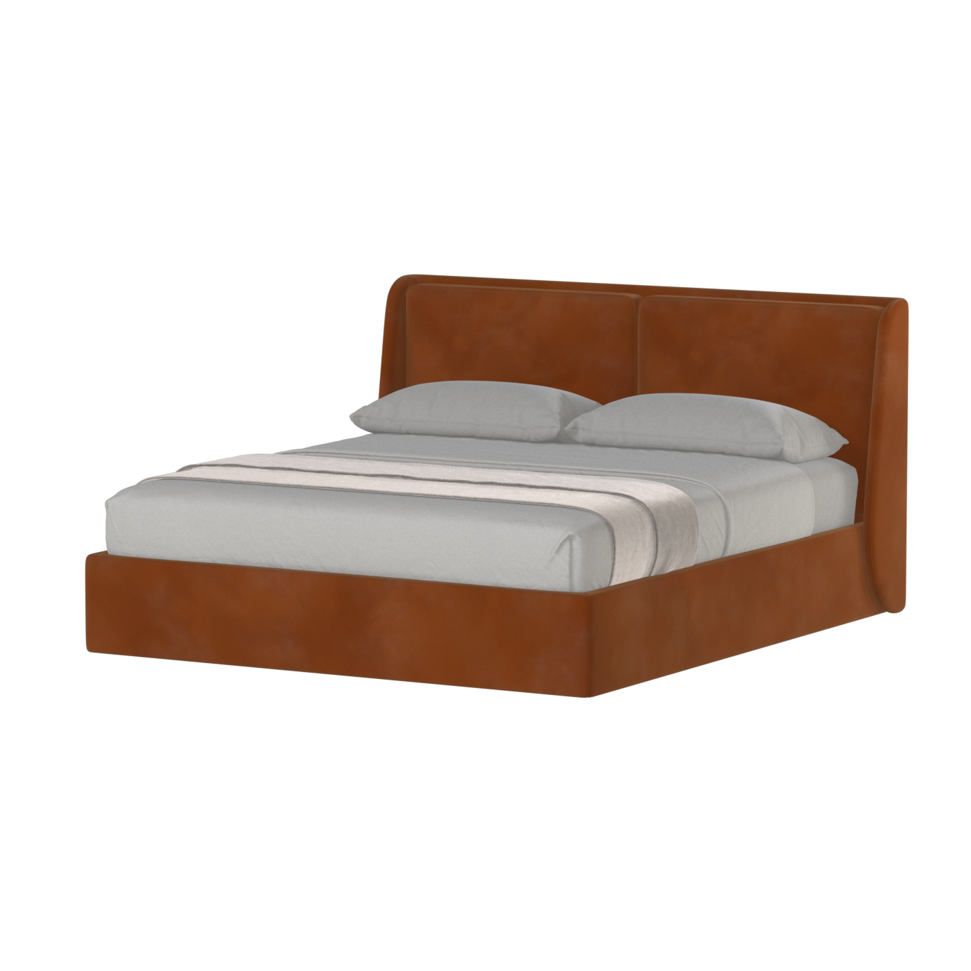Lit double rembourré Ruby en tissu haut de gamme 