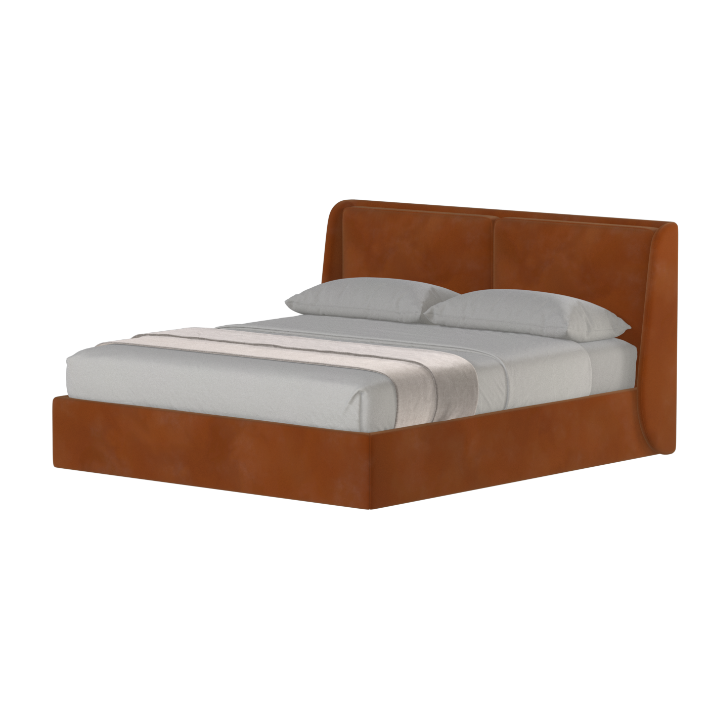 Lit double rembourré Ruby en tissu haut de gamme 