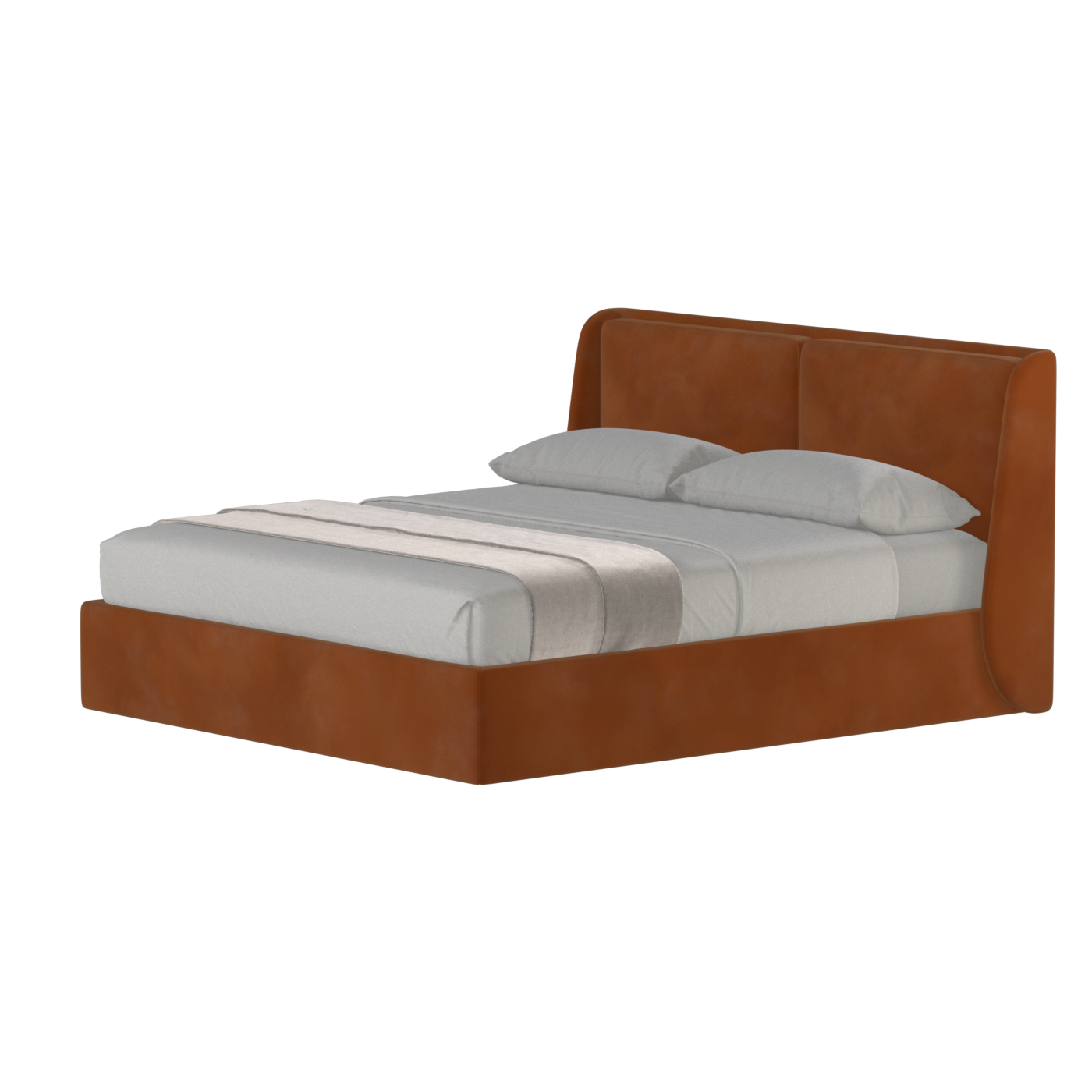 Lit double rembourré Ruby en tissu haut de gamme 