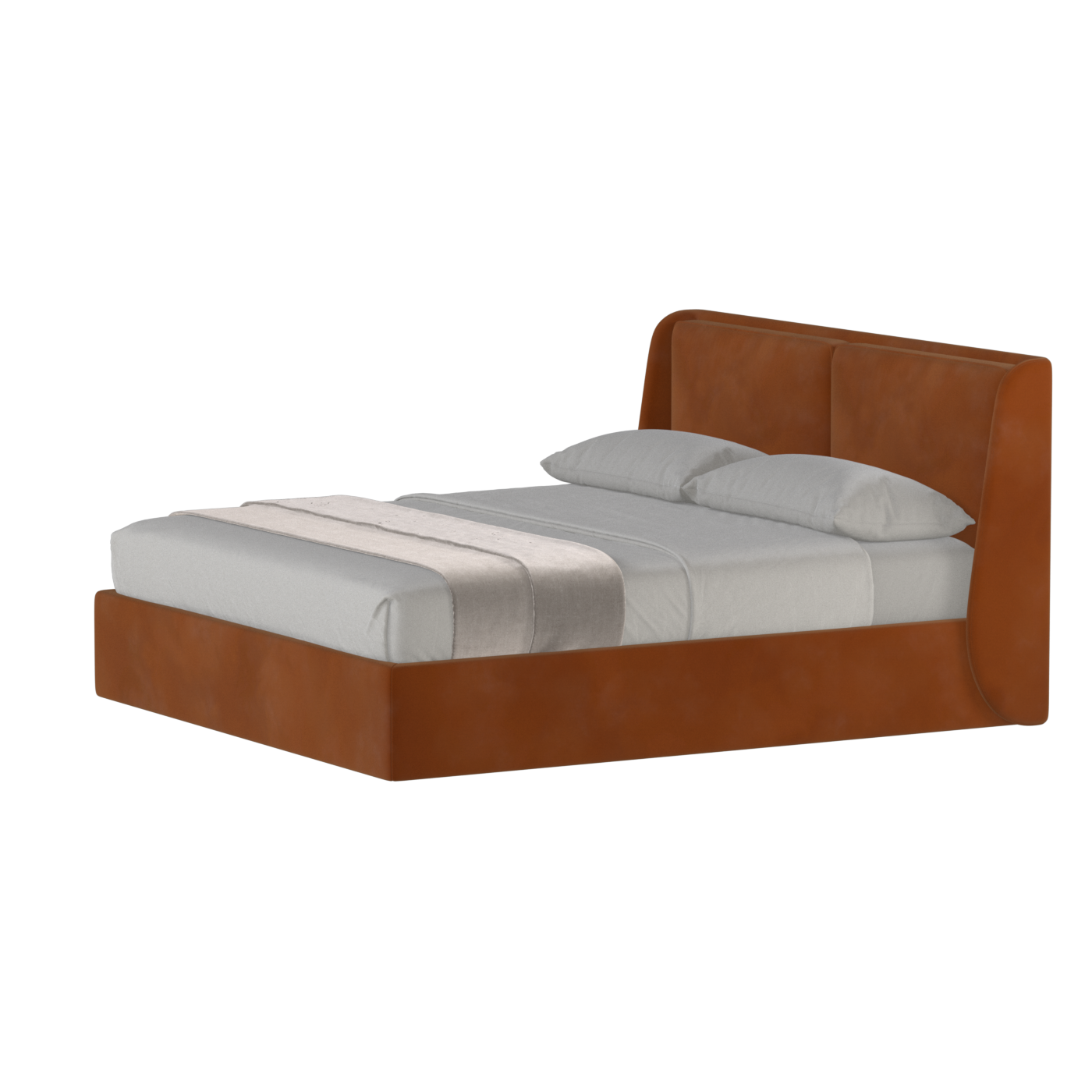 Lit double rembourré Ruby en tissu haut de gamme 