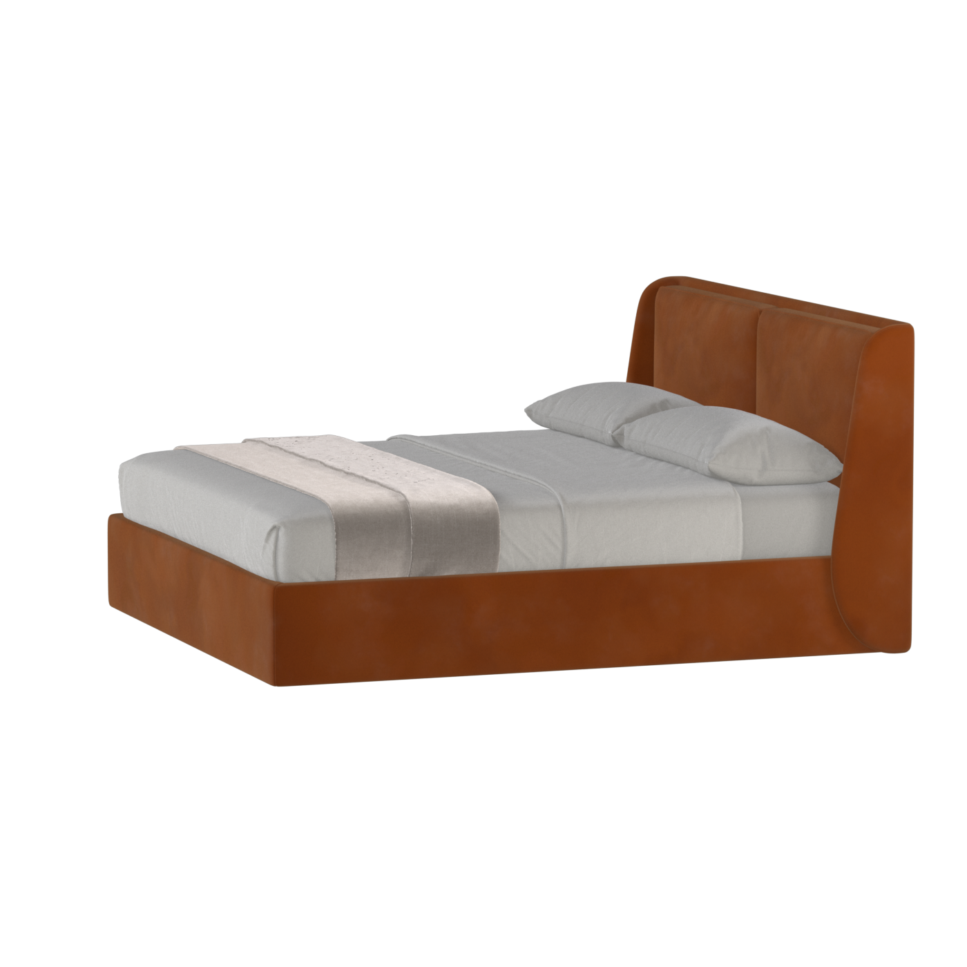 Lit double rembourré Ruby en tissu haut de gamme 