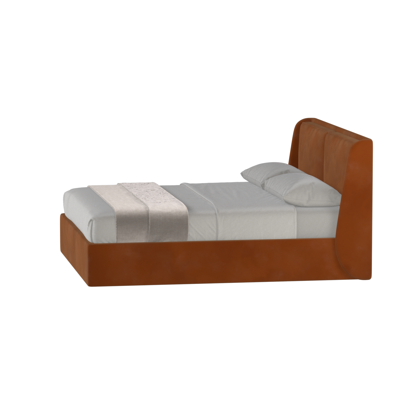 Lit double rembourré Ruby en tissu haut de gamme 