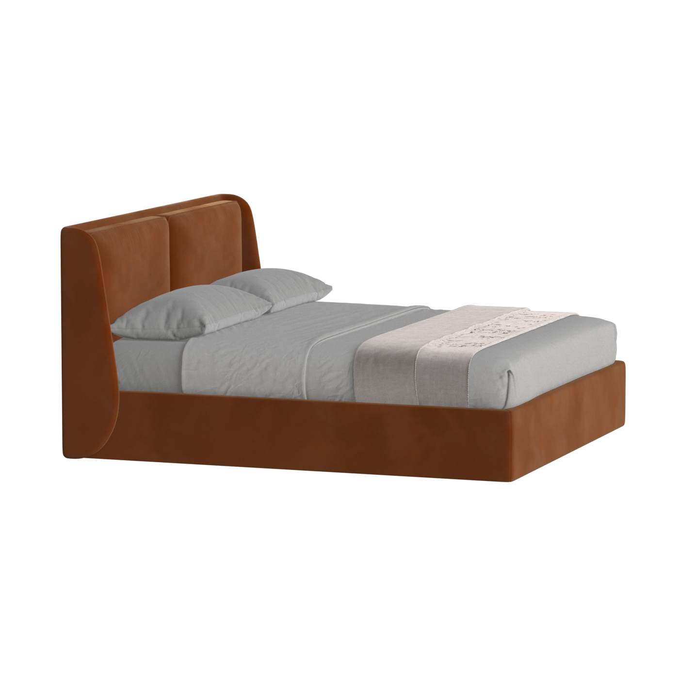 Lit double rembourré Ruby en tissu haut de gamme 