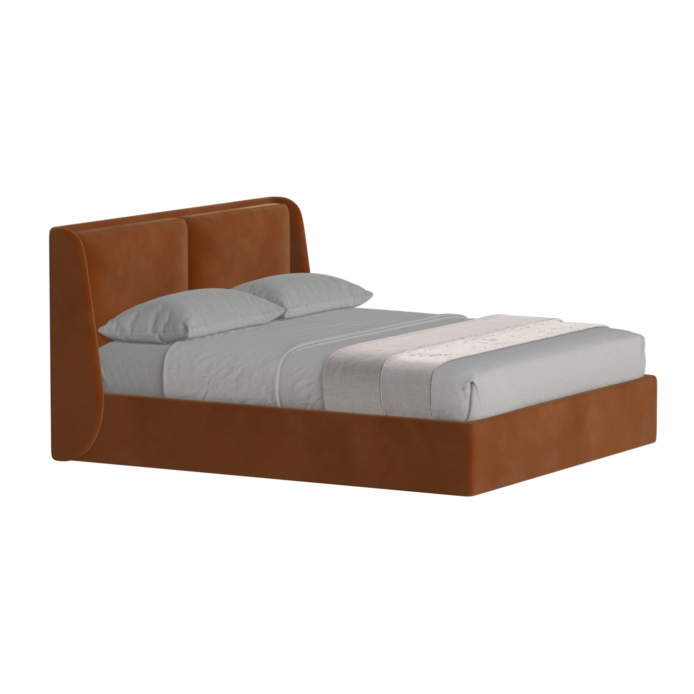 Lit double rembourré Ruby en tissu haut de gamme 