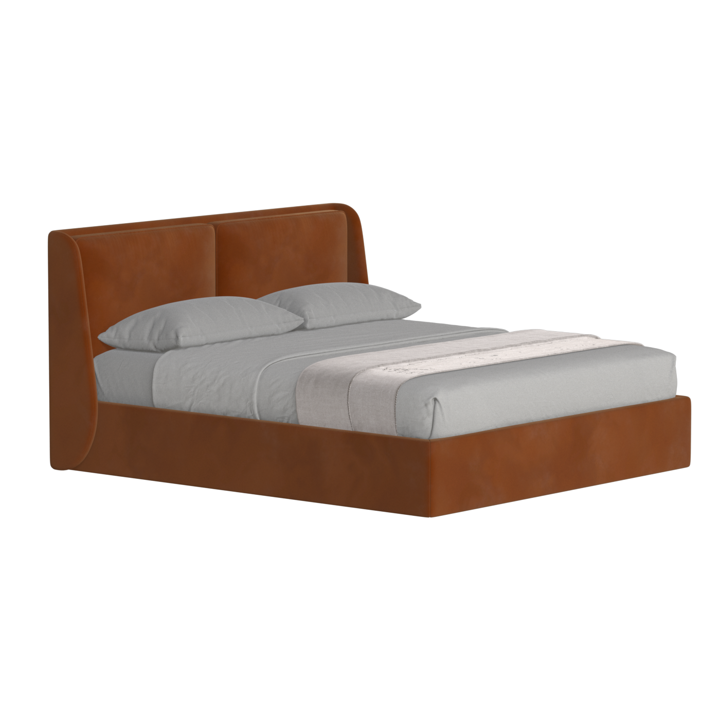 Lit double rembourré Ruby en tissu haut de gamme 