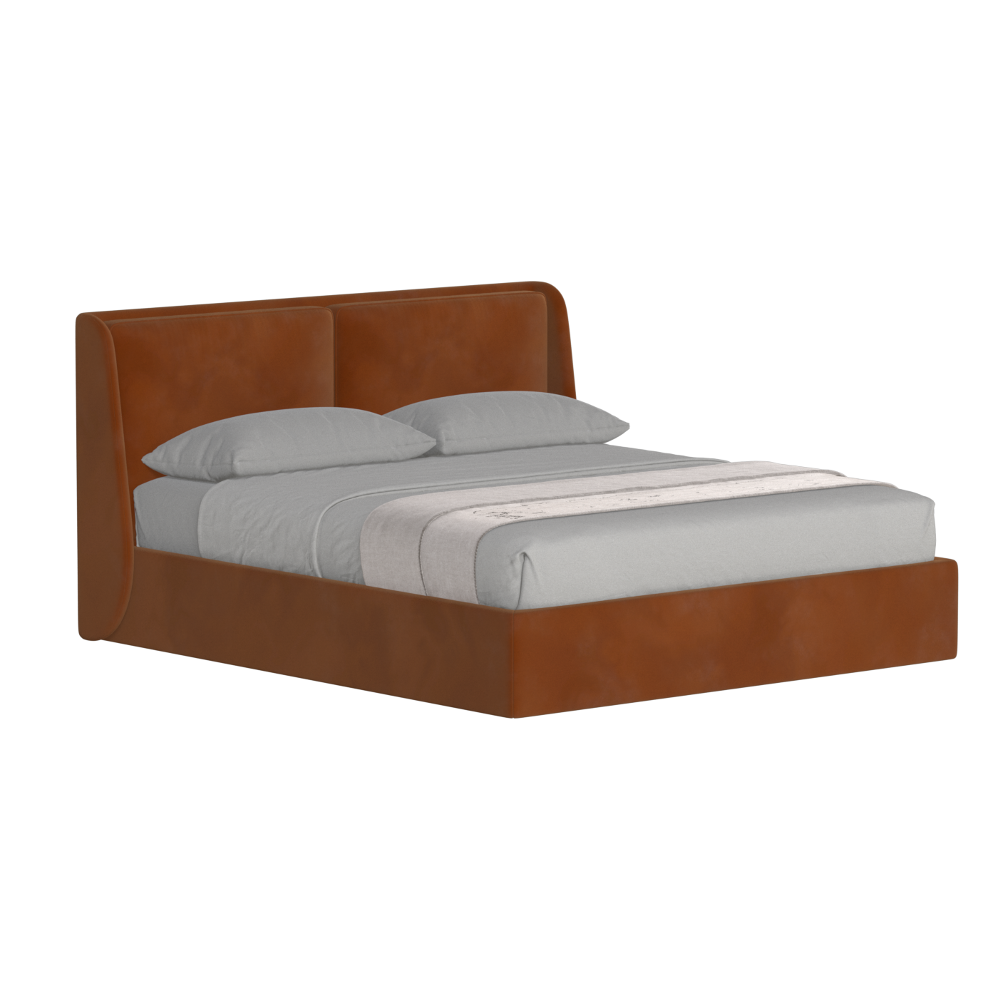 Lit double rembourré Ruby en tissu haut de gamme 