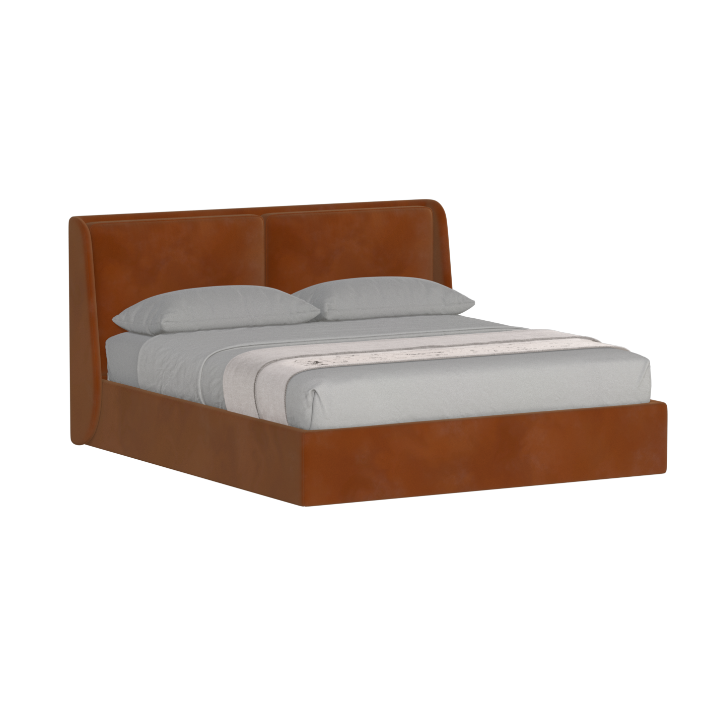 Lit double rembourré Ruby en tissu haut de gamme 