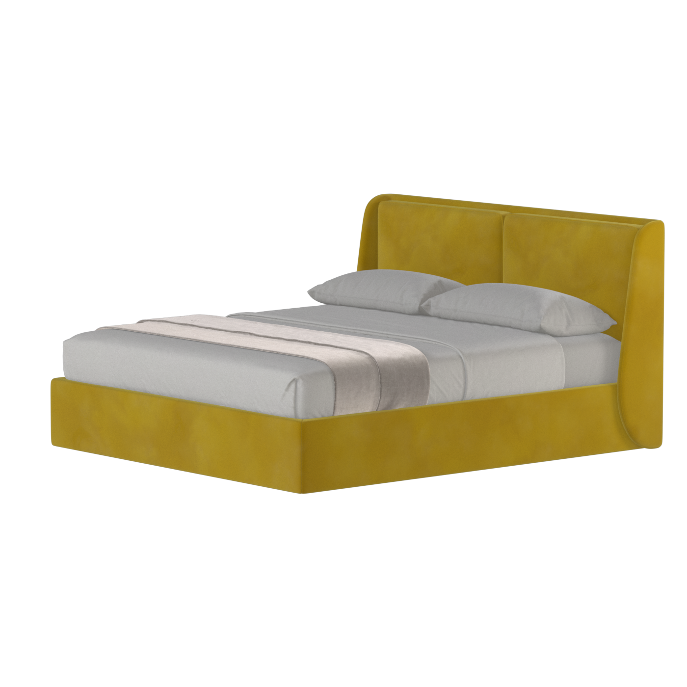 Lit double rembourré Ruby en tissu haut de gamme 
