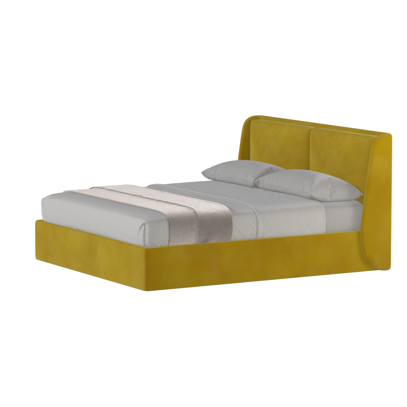 Lit double rembourré Ruby en tissu haut de gamme 