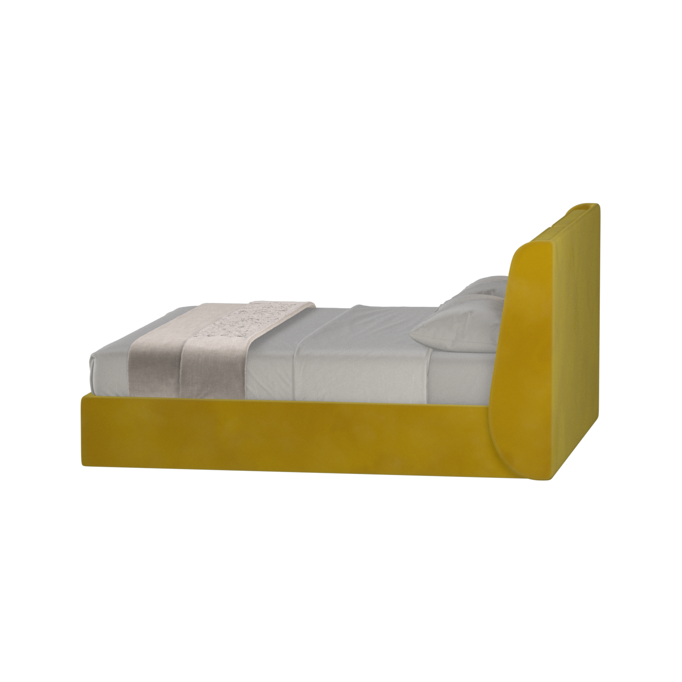 Lit double rembourré Ruby en tissu haut de gamme 
